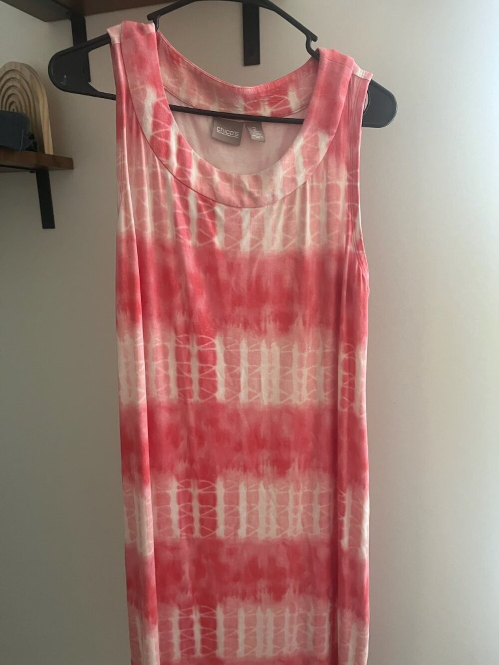 Chico's pink and white tie-dye sleeveless dress